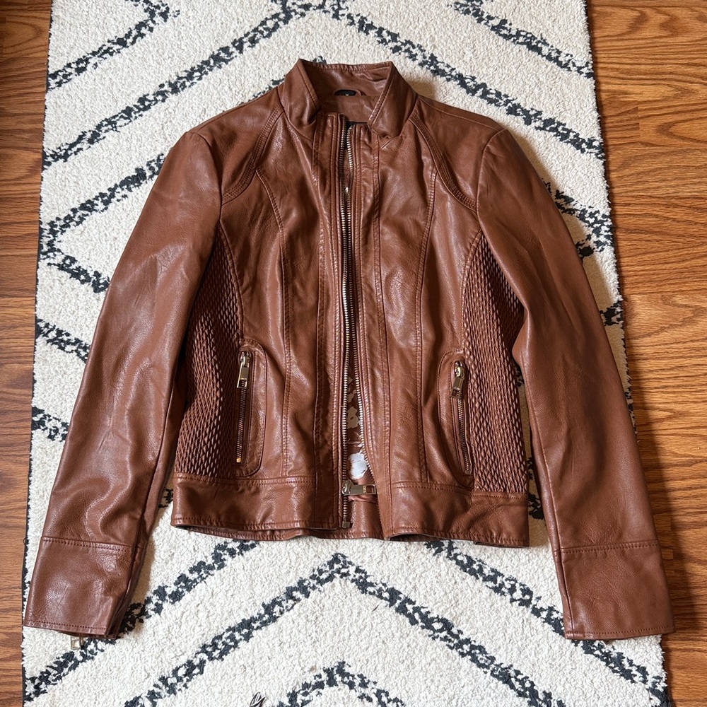 Guess Chestnut Leather Jacket